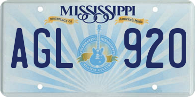 MS license plate AGL920
