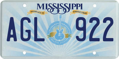 MS license plate AGL922