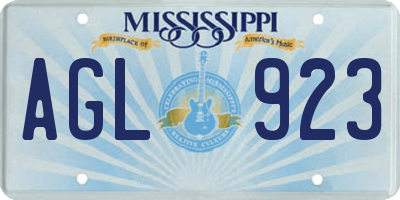 MS license plate AGL923