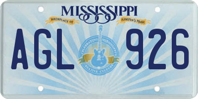 MS license plate AGL926