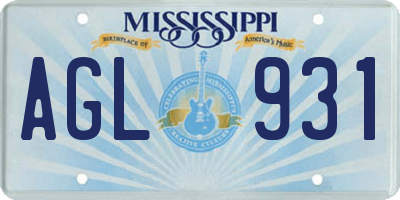 MS license plate AGL931