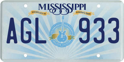 MS license plate AGL933
