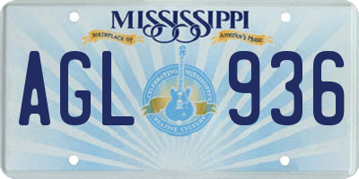 MS license plate AGL936