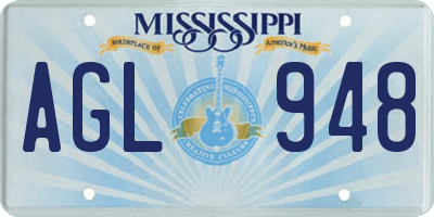 MS license plate AGL948