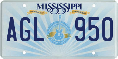 MS license plate AGL950