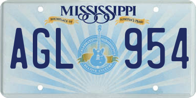 MS license plate AGL954