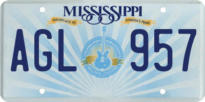 MS license plate AGL957