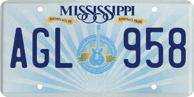 MS license plate AGL958