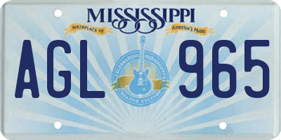 MS license plate AGL965