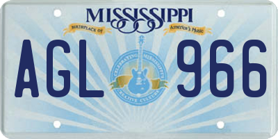 MS license plate AGL966