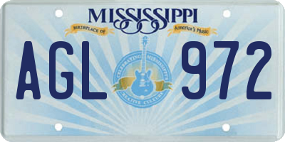 MS license plate AGL972