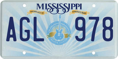 MS license plate AGL978
