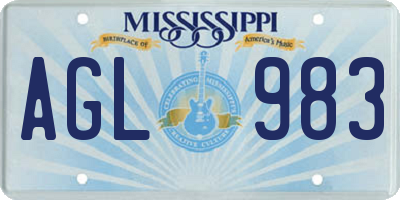 MS license plate AGL983