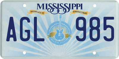 MS license plate AGL985