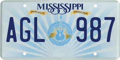 MS license plate AGL987