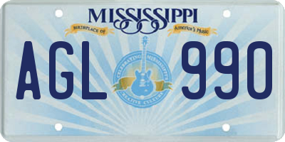 MS license plate AGL990
