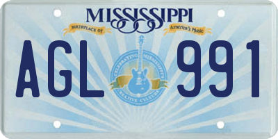 MS license plate AGL991