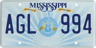 MS license plate AGL994