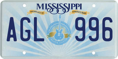 MS license plate AGL996