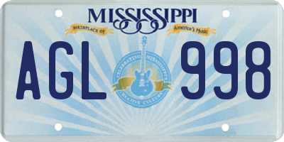 MS license plate AGL998