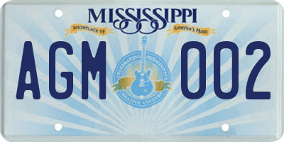 MS license plate AGM002