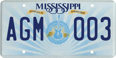 MS license plate AGM003