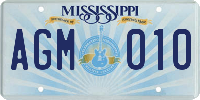MS license plate AGM010