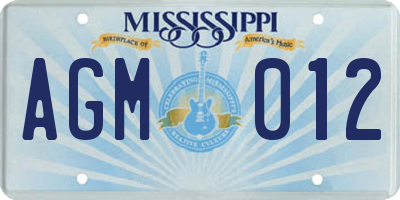MS license plate AGM012
