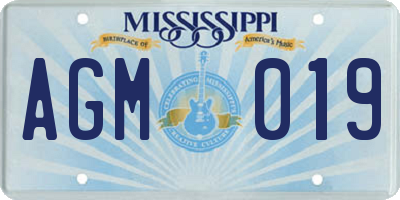 MS license plate AGM019