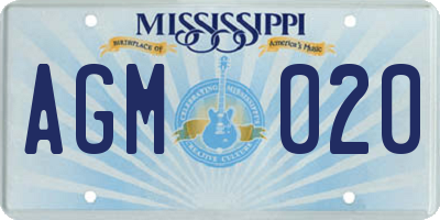 MS license plate AGM020
