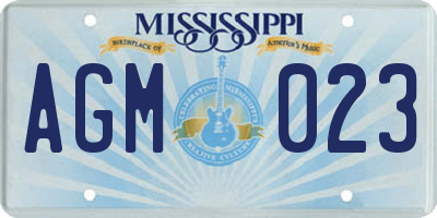 MS license plate AGM023