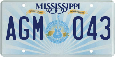 MS license plate AGM043
