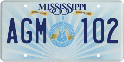 MS license plate AGM102