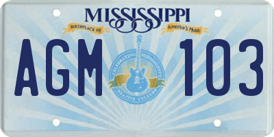MS license plate AGM103