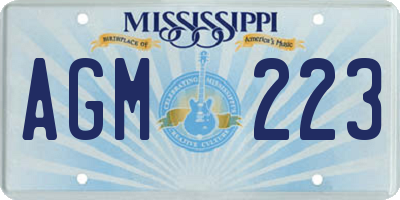 MS license plate AGM223