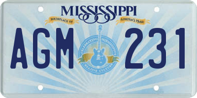 MS license plate AGM231
