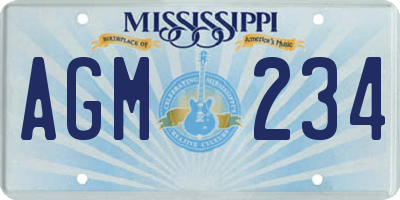 MS license plate AGM234