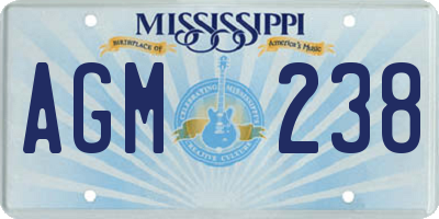 MS license plate AGM238