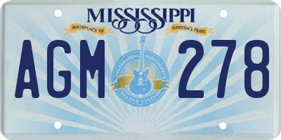 MS license plate AGM278
