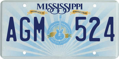 MS license plate AGM524