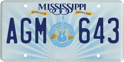 MS license plate AGM643