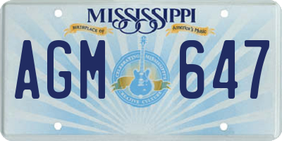 MS license plate AGM647