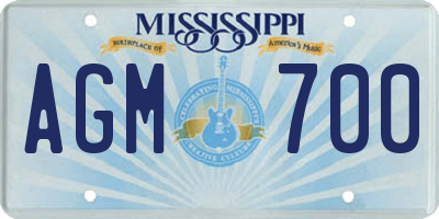 MS license plate AGM700
