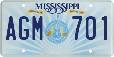MS license plate AGM701