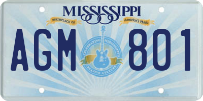 MS license plate AGM801