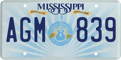 MS license plate AGM839