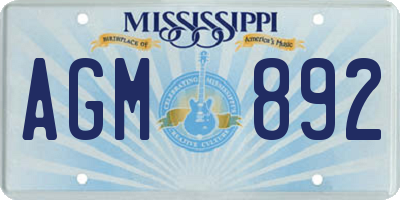 MS license plate AGM892