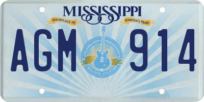 MS license plate AGM914