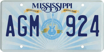 MS license plate AGM924