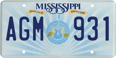 MS license plate AGM931